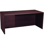HON 10700 Series 66" Left Single Pedestal Desk, Mahogany