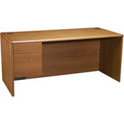 HON 10700 Series 66" Left Single Pedestal Desk, Medium Oak