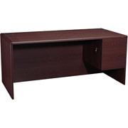 HON 10700 Series 66" Right Single Pedestal Desk, Mahogany