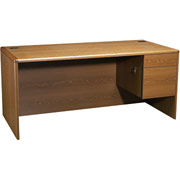 HON 10700 Series 66" Right Single Pedestal Desk, Medium Oak