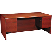 HON 10700 Series 72" Double Pedestal Desk, Henna Cherry