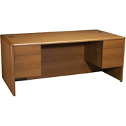 HON 10700 Series 72" Double Pedestal Desk, Medium Oak