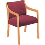 HON 2300 Series Guest Chair, Burgundy, Medium Oak Finish