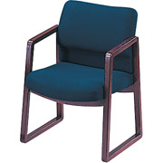 HON 2400 Series Guest Arm Chair, Olefin Upholstery, Mahogany Finish, Blue
