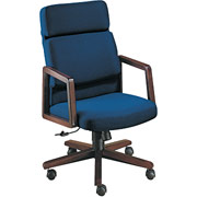 HON 2400 Series High Back Swivel/Tilt Chair, Mahogany Finish, Blue