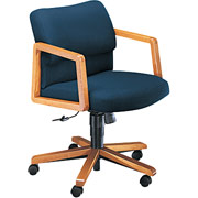 HON 2400 Series Mid Back Swivel/Tilt Chair, Medium Oak Finish, Blue