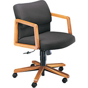 HON 2400 Series Mid Back Swivel/Tilt Chair, Medium Oak Finish, Dark Gray
