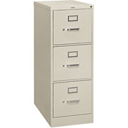 HON 310 Series, 26 1/2" Deep, 3-Drawer, Letter Size Vertical File Cabinet, Light Gray