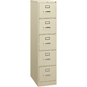 HON 310 Series, 26 1/2" Deep, 5-Drawer, Letter Size Vertical File Cabinet, Putty