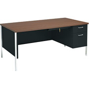 HON 34000 Series Right Pedestal Desk for L-Workstation, Walnut/Black