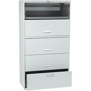 HON 36" Wide 5-Shelf File With Retractable Posting Shelf, Light Gray