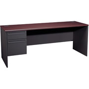 HON 38000 72" x 24" Left Single Pedestal Credenza, Mahogany/Charcoal