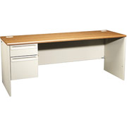 HON 38000 72" x 24" Left Single Pedestal Credenza, Oak/Putty