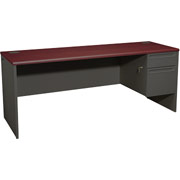 HON 38000 72" x 24" Right Single Pedestal Credenza, Mahogany/Charcoal