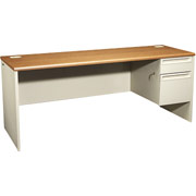 HON 38000 72" x 24" Right Single Pedestal Credenza, Oak/Putty