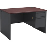 HON 38000 Series, 48" x 30" Right Single Pedestal Desk, Mahogany/Charcoal