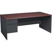HON 38000 Series, 72" x 36" Left Single Pedestal Desk, Mahogany/Charcoal