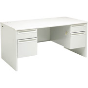 HON 38000 Series, Double Pedestal Desk 60" x 30",Gray/Gray