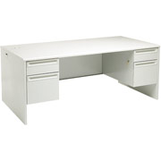HON 38000 Series, Double Pedestal Desk, 72" x 36", Gray/Gray