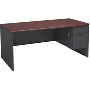 HON 38000 Series "L" Workstation Desk for Left Return, 66"W, Mahogany/Charcoal