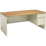 HON 38000 Series "L" Workstation Desk for Left Return, 66"W, Medium Oak/Putty