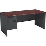 HON 38000 Series "L" Workstation Desk for Right Return, 66"W, Mahogany/Charcoal