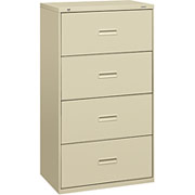 HON 400 Series 30" Wide 4-Drawer Lateral File/Storage Cabinet, Putty