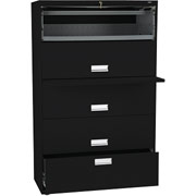 HON 42" Wide 5-Shelf File with Retractable Posting Shelf, Black