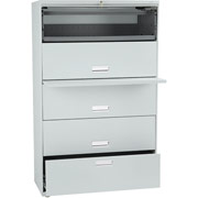 HON 42" Wide 5-Shelf File with Retractable Posting Shelf, Light Gray