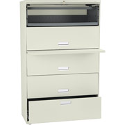 HON 42" Wide 5-Shelf File with Retractable Posting Shelf, Putty