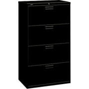 HON 500 Series 30" Wide, 4-Drawer Lateral File/Storage Cabinet, Black