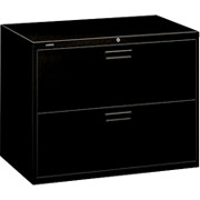 HON 500 Series 36" Wide, 2-Drawer Lateral File/Storage Cabinet, Black