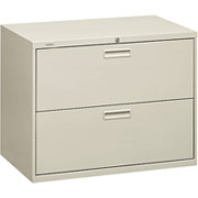 HON 500 Series 36" Wide, 2-Drawer Lateral File/Storage Cabinet, Light Gray