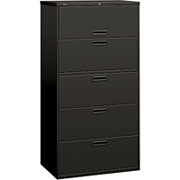HON 500 Series 36" Wide, 5-Drawer Lateral File/Storage Cabinet, Charcoal