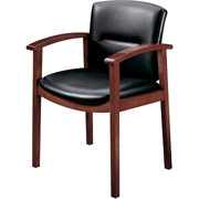 HON 5000 Series Vinyl Guest Chair, Mahogany Finish, Black