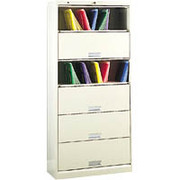 HON 6-Shelf 36" Wide Legal Size Shelf File with Receding Doors, Putty