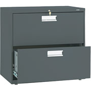 HON 600 Series 30" Wide 2-Drawer Lateral File/Storage Cabinet, Charcoal