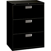 HON 600 Series 30" Wide 3-Drawer Lateral File/Storage Cabinet, Black