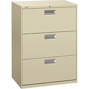 HON 600 Series 30" Wide 3-Drawer Lateral File/Storage Cabinet, Putty