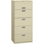HON 600 Series 30" Wide 5-Drawer Lateral File, Putty
