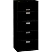 HON 600 Series 30" Wide 5-Drawer Lateral File/Storage Cabinet, Black
