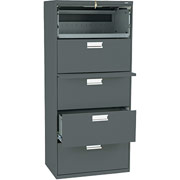 HON 600 Series 30" Wide 5-Drawer Lateral File/Storage Cabinet, Charcoal