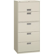 HON 600 Series 30" Wide 5-Drawer Lateral File/Storage Cabinet, Gray