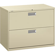 HON 600 Series 36" Wide 2-Drawer Lateral File/Storage Cabinet, Putty