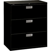 HON 600 Series 36" Wide 3-Drawer Lateral File/Storage Cabinet, Black