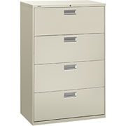 HON 600 Series 36" Wide 4-Drawer Lateral File/Storage Cabinet, Putty