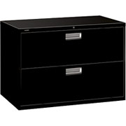 HON 600 Series 42" Wide 2-Drawer Lateral File/Storage Cabinet, Black