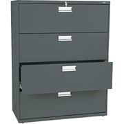 HON 600 Series 42" Wide 4-Drawer Lateral File/Storage Cabinet, Charcoal