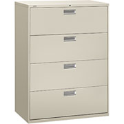 HON 600 Series 42" Wide 4-Drawer Lateral File/Storage Cabinet, Gray