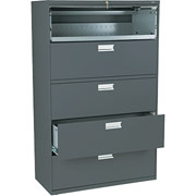 HON 600 Series 42" Wide 5-Drawer Lateral File/Storage Cabinet, Charcoal